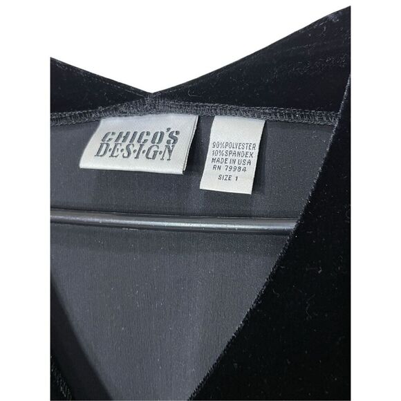 Chico’s Design Black Velvet Sleeveless Blouse V Neck M - Picture 3 of 4